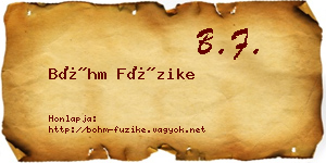 Bőhm Füzike névjegykártya